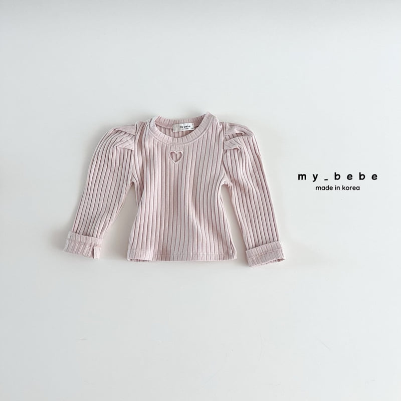 My Bebe - Korean Baby Fashion - #babyfashion - Heart Embroidered Shirring Tee - 12
