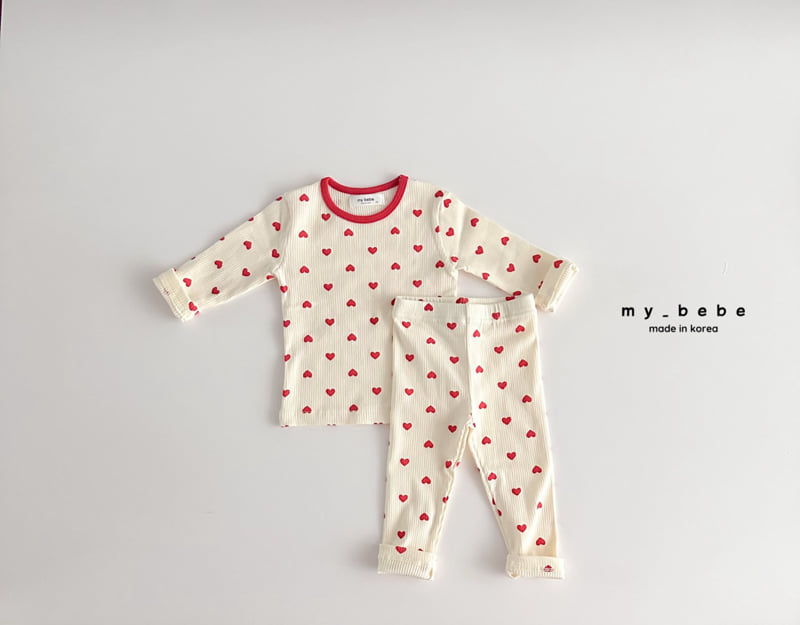 My Bebe - Korean Baby Fashion - #babygirlfashion - Ribbed Heart Easywear - 11