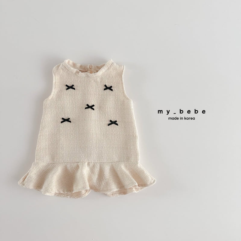 My Bebe - Korean Baby Fashion - #babyfever - Ribbon Tweed One-piece - 4