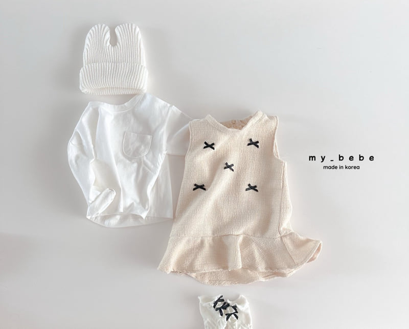 My Bebe - Korean Baby Fashion - #babyootd - Ribbon Tweed One-piece - 7