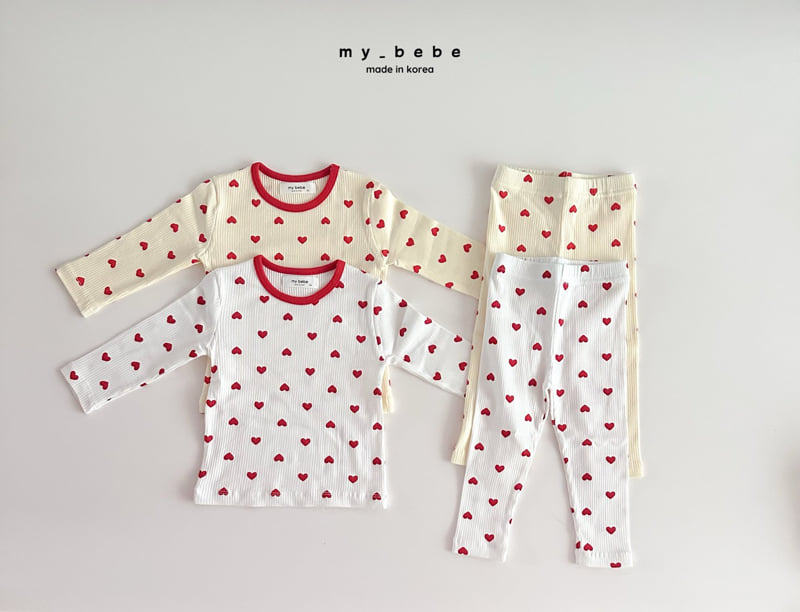 My Bebe - Korean Baby Fashion - #babyoutfit - Ribbed Heart Easywear