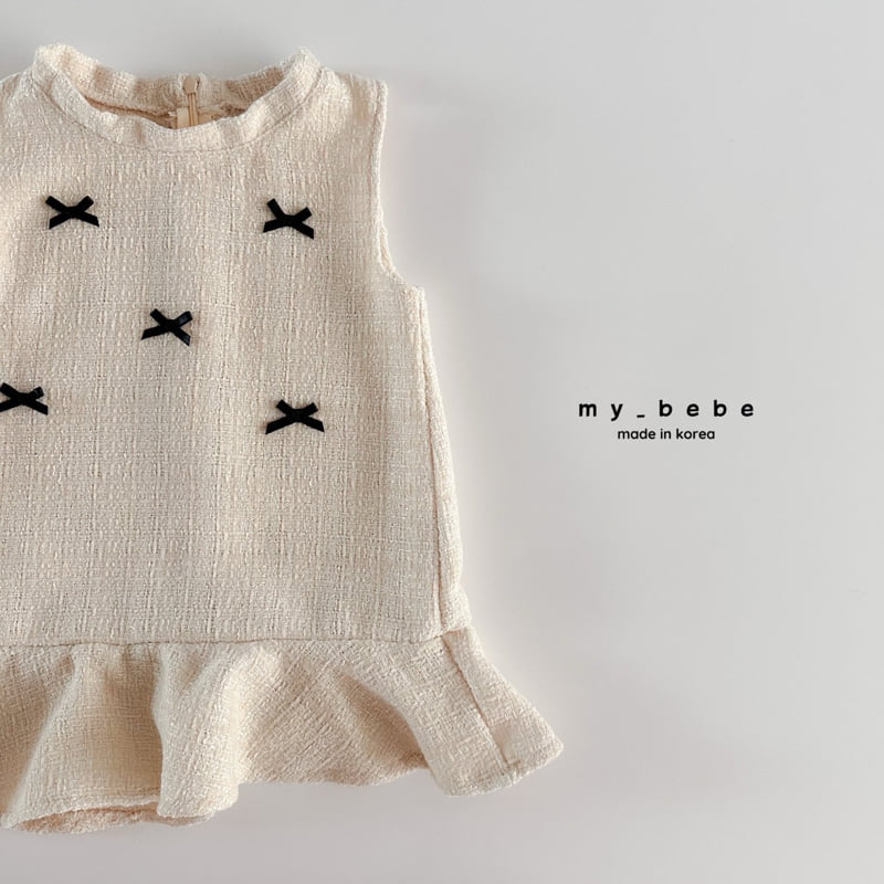 My Bebe - Korean Baby Fashion - #babyoutfit - Ribbon Tweed One-piece - 8