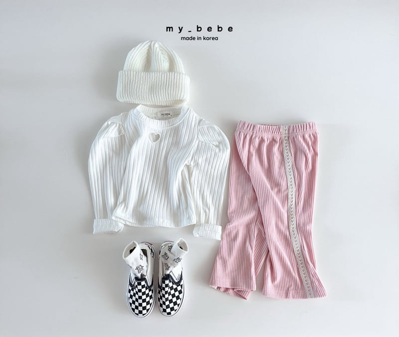 My Bebe - Korean Baby Fashion - #onlinebabyshop - Heart Embroidered Shirring Tee - 7
