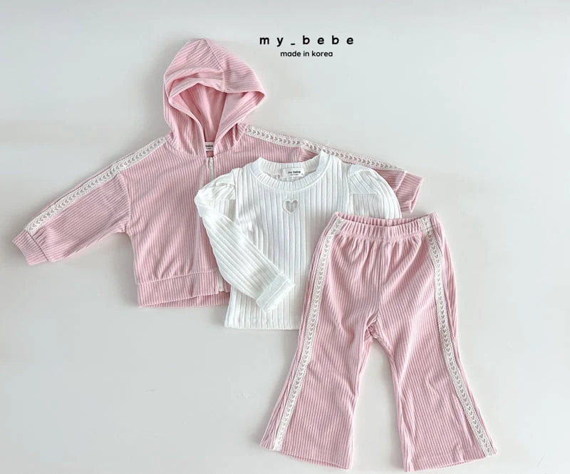 My Bebe - Korean Baby Fashion - #smilingbaby - Heart Embroidered Shirring Tee - 8