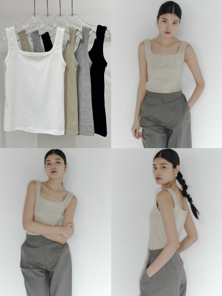 Neroli36 - Korean Women Fashion - #vintagekidsstyle - Silket Square Sleeveless Top - 4