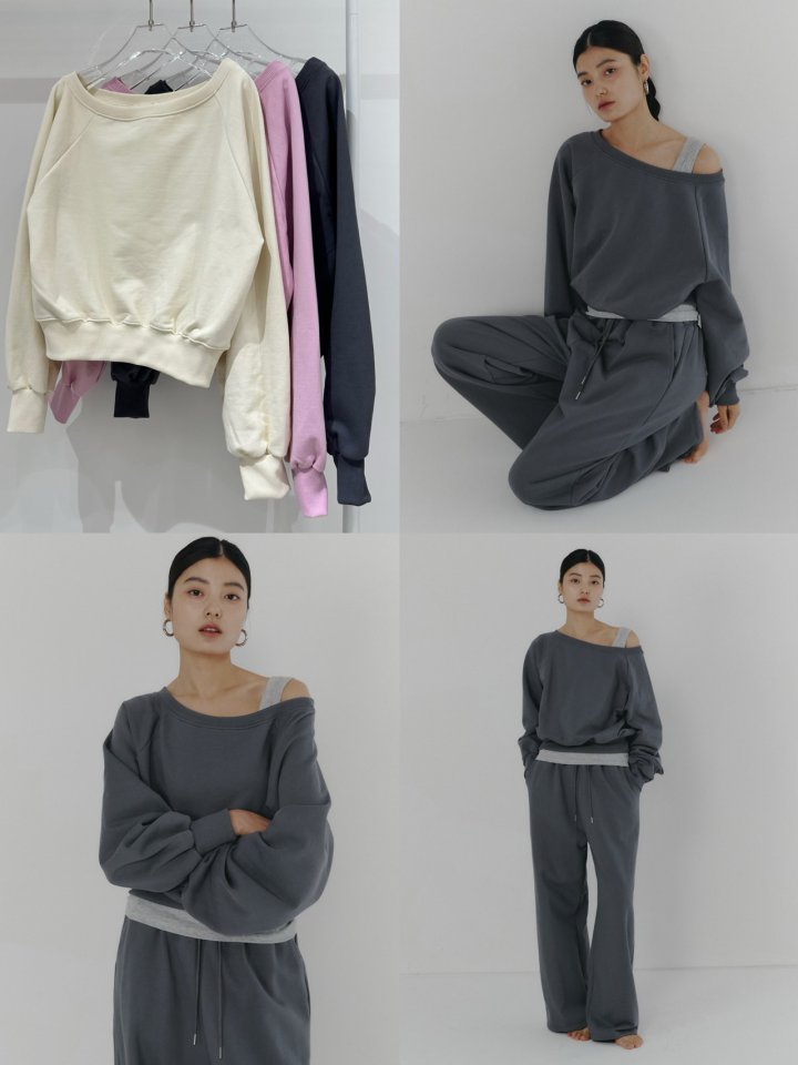 Neroli36 - Korean Women Fashion - #vintagekidsstyle - One Shoulder Sweatshirts - 5