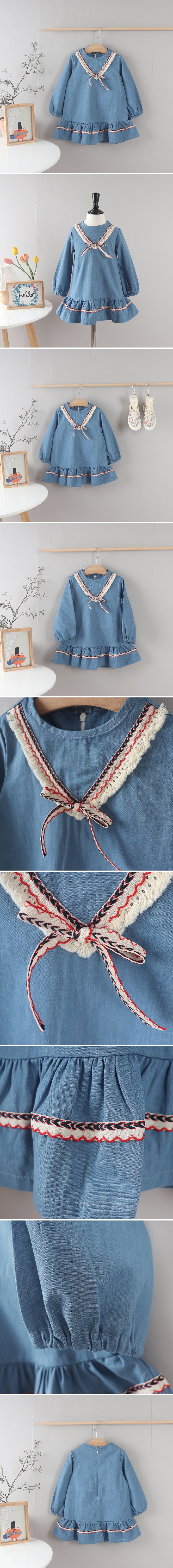 New Pierrot - Korean Baby Fashion - #onlinebabyshop - Blue Ribbon One-piece