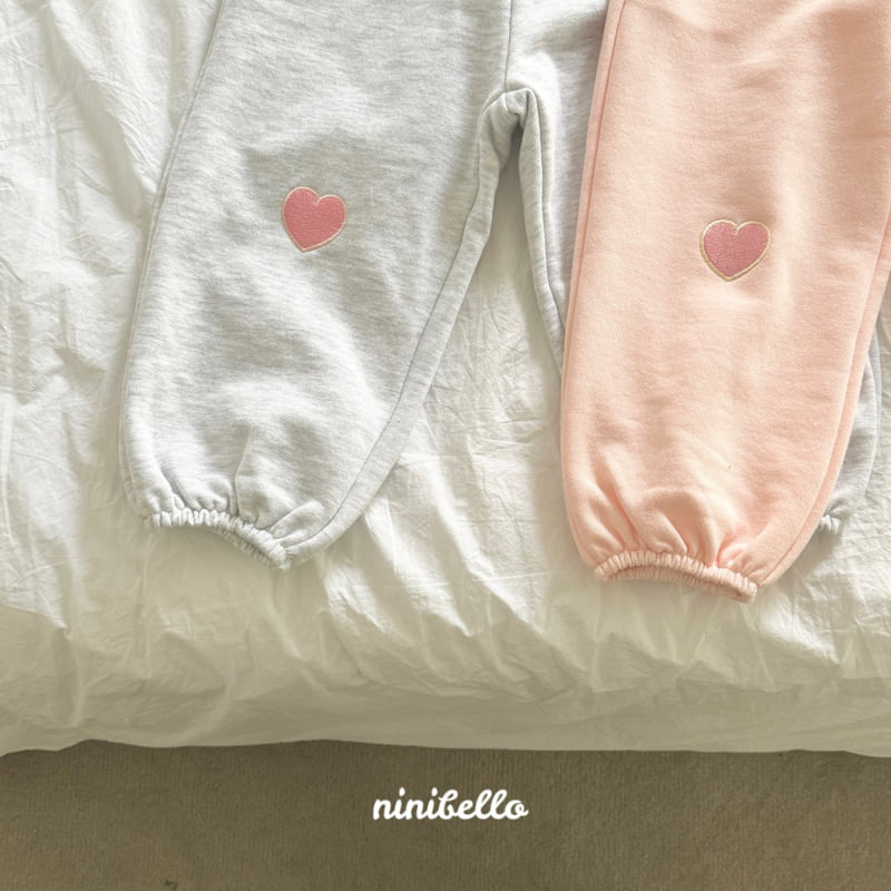 Ninibello - Korean Children Fashion - #fashionkids - Heart Embroidered Jogger Pants