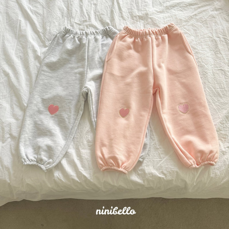Ninibello - Korean Children Fashion - #kidsstore - Heart Embroidered Jogger Pants - 3
