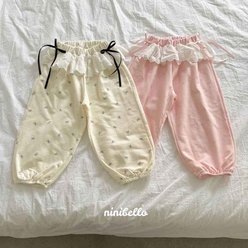Ninibello - Korean Children Fashion - #magicofchildhood - Lace Ribbon Jogger Pants - 3