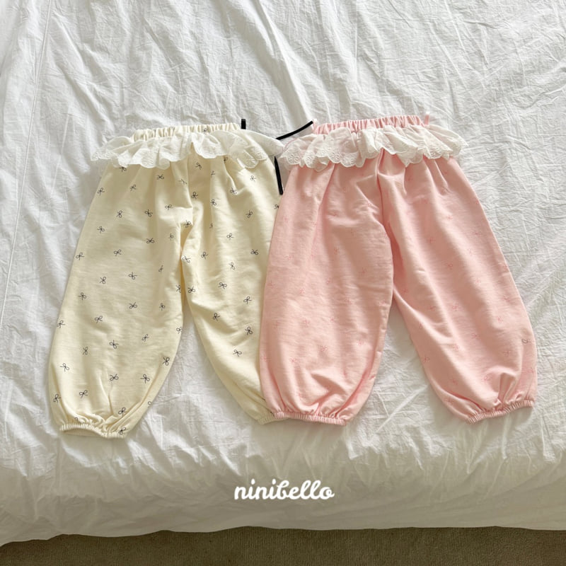 Ninibello - Korean Children Fashion - #magicofchildhood - Lace Ribbon Jogger Pants - 4