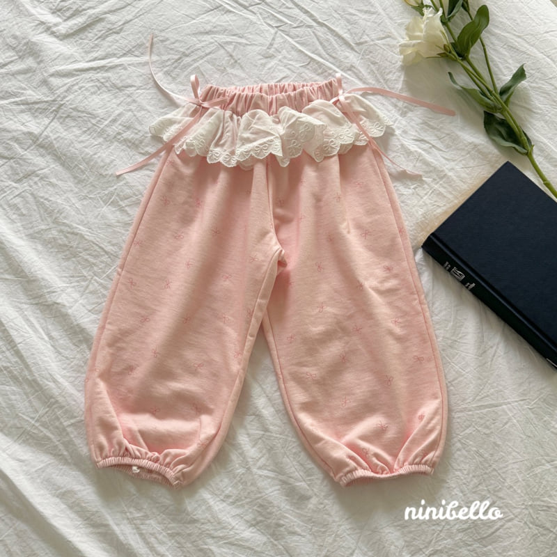 Ninibello - Korean Children Fashion - #stylishchildhood - Lace Ribbon Jogger Pants - 8
