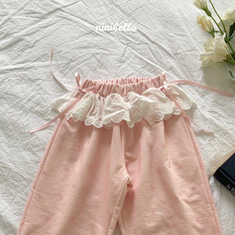 Ninibello - Korean Children Fashion - #todddlerfashion - Lace Ribbon Jogger Pants - 6