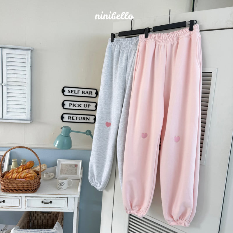 Ninibello - Korean Women Fashion - #momslook - adult heart embroidered jogger Pants