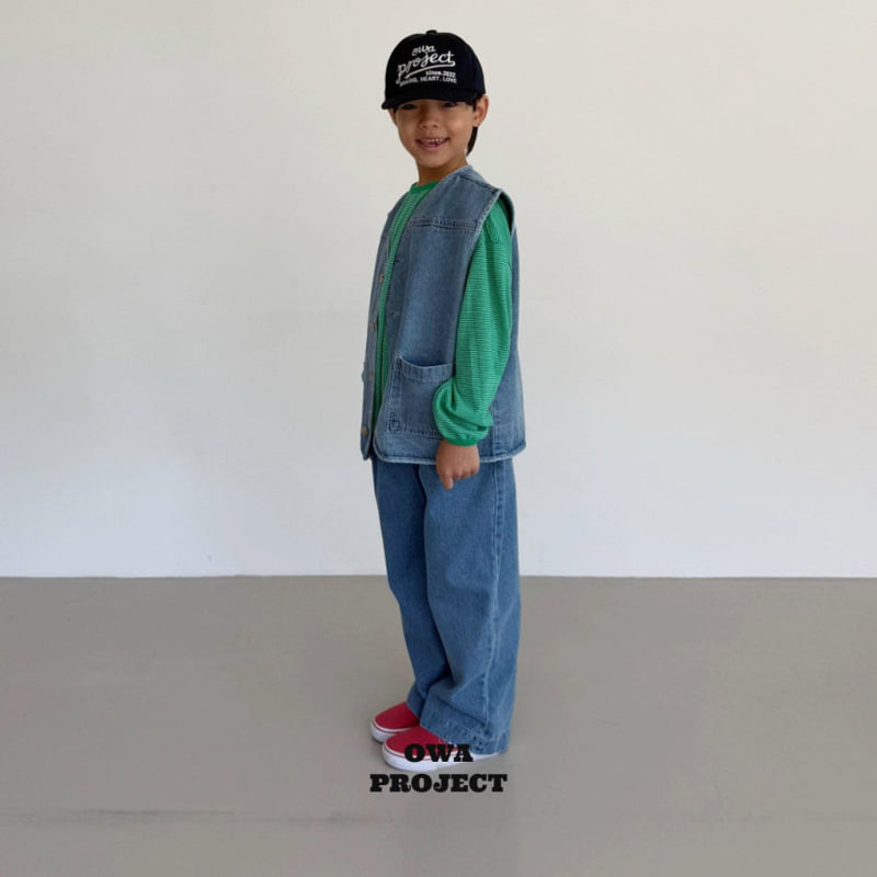 O Wa - Korean Children Fashion - #littlefashionista - Pocket Denim Vest - 7