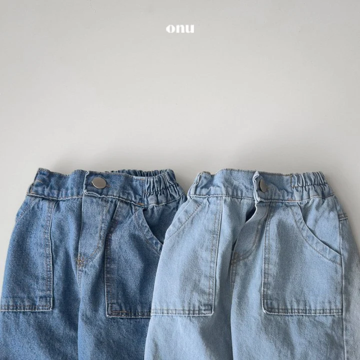 Onu - Korean Children Fashion - #stylishchildhood - Denim Pocket Roll-up Pants - 4