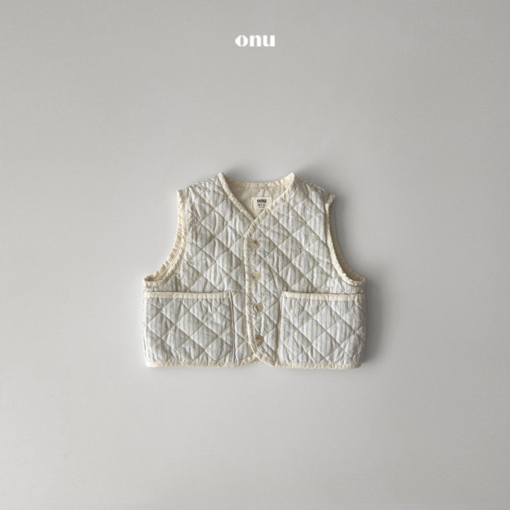 Onu - Korean Children Fashion - #discoveringself - Square Stripe Quilted Vest - 3
