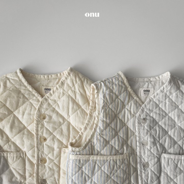 Onu - Korean Children Fashion - #kidsshorts - Square Stripe Quilted Vest - 5