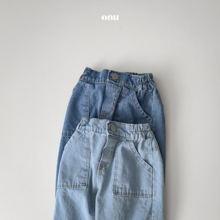 Onu - Korean Children Fashion - #stylishchildhood - Denim Pocket Roll-up Pants - 3