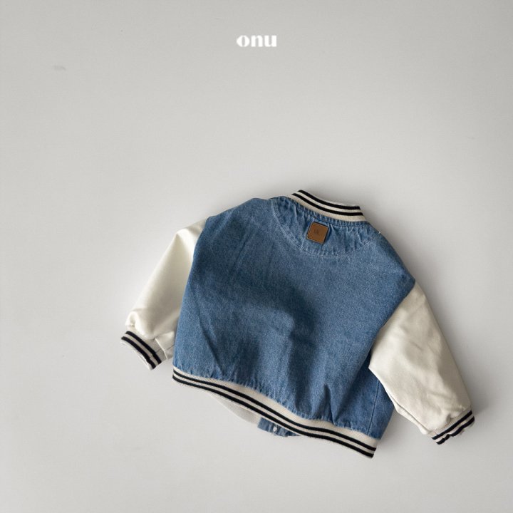 Onu - Korean Children Fashion - #todddlerfashion - Denim Baseball Jumper - 2
