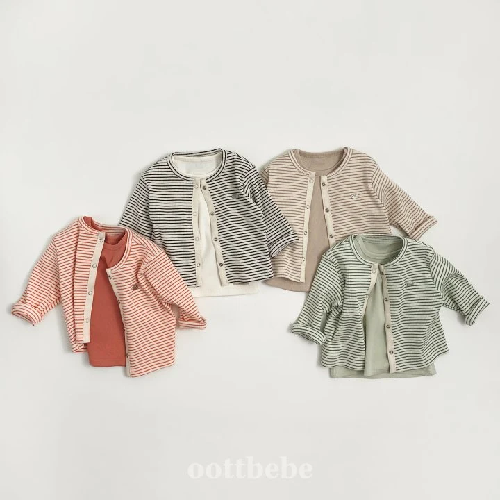 Oott Bebe - Korean Baby Fashion - #babylifestyle - Ella Ribbed Set (Tee 2 Piece+Cardigan) - 3