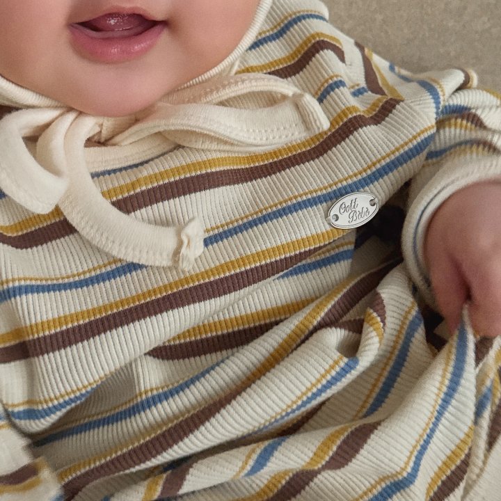 Oott Bebe - Korean Baby Fashion - #babyoninstagram - Peanut Ribbed Full Body Suit Bonnet Set - 5