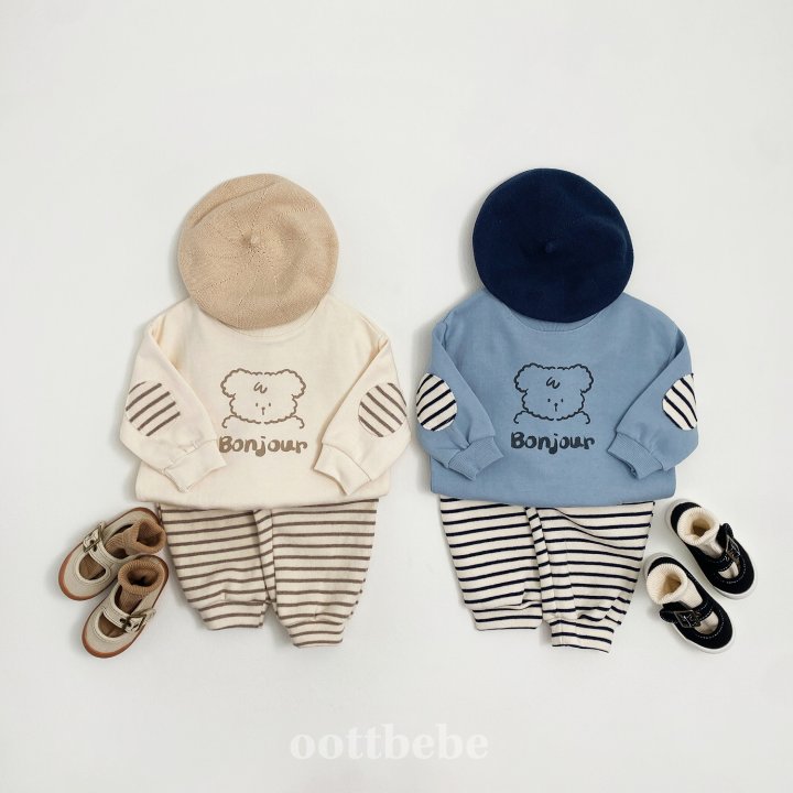 Oott Bebe - Korean Baby Fashion - #babyootd - Bonjour Puppy Top Bottom Set