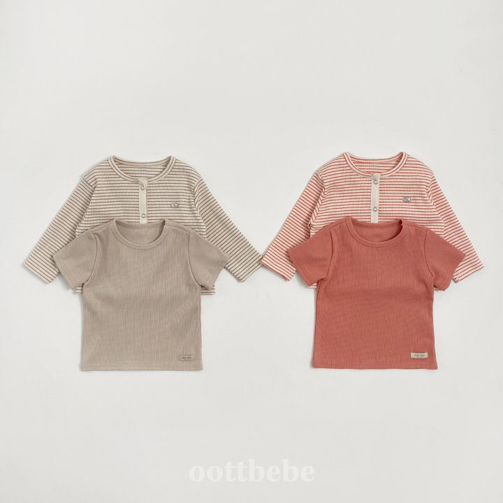 Oott Bebe - Korean Baby Fashion - #babyootd - Ella Ribbed Set (Tee 2 Piece+Cardigan) - 5