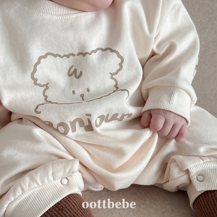 Oott Bebe - Korean Baby Fashion - #babyootd - Bonjour Puppy Full Body Suit - 3