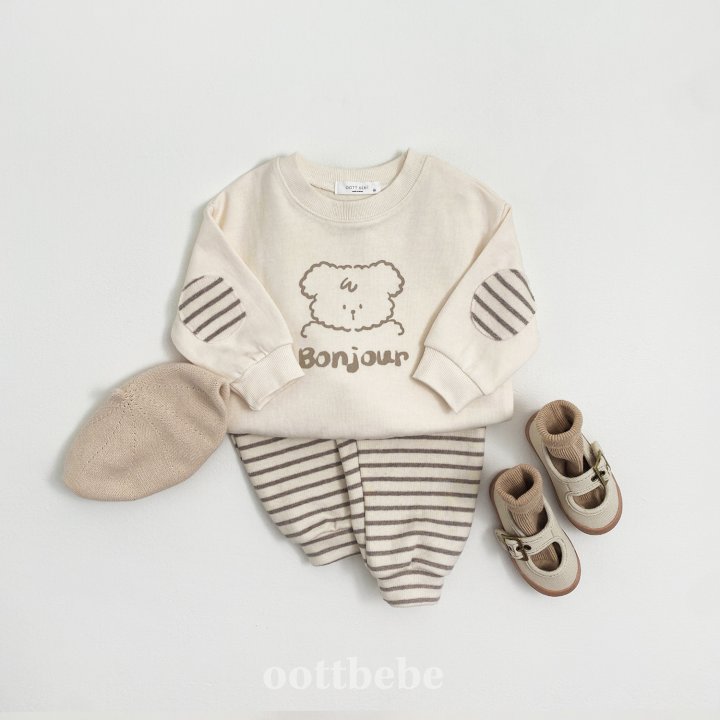 Oott Bebe - Korean Baby Fashion - #babyoutfit - Bonjour Puppy Top Bottom Set - 3