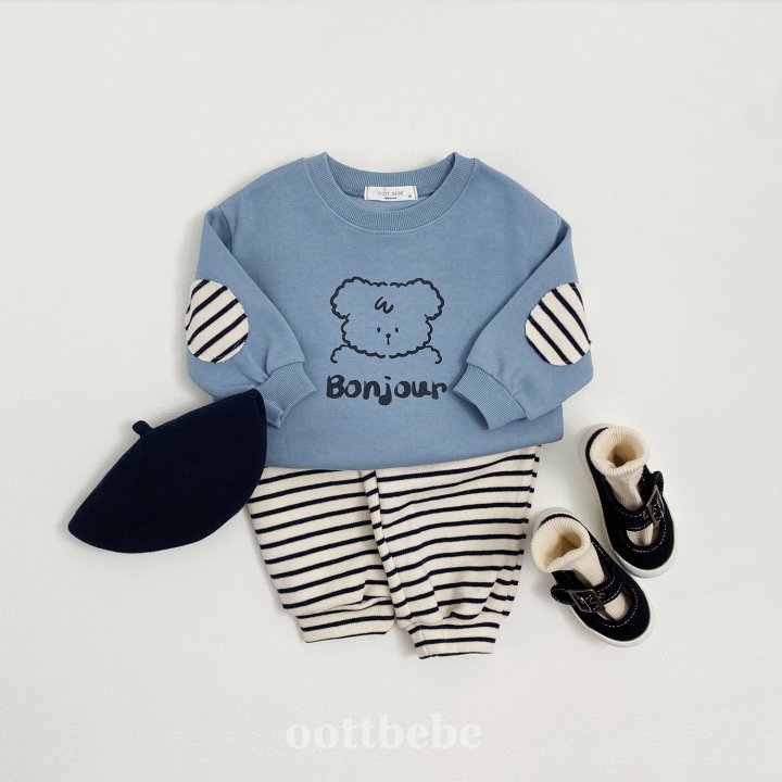 Oott Bebe - Korean Baby Fashion - #babyoutfit - Bonjour Puppy Top Bottom Set - 4