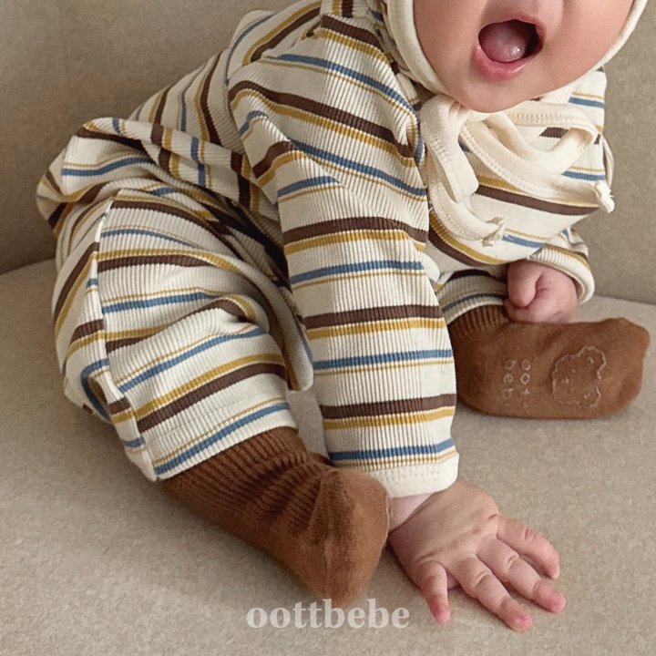 Oott Bebe - Korean Baby Fashion - #babywear - Peanut Ribbed Full Body Suit Bonnet Set - 9
