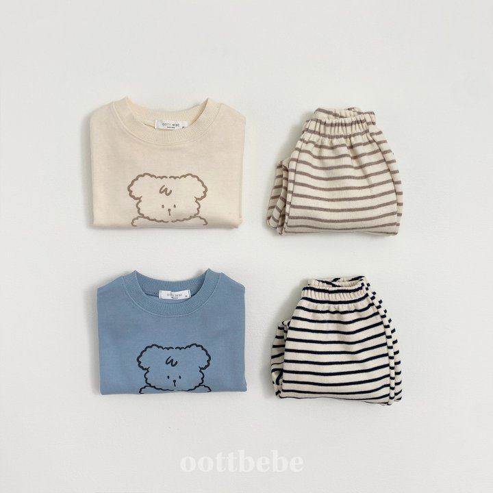 Oott Bebe - Korean Baby Fashion - #onlinebabyboutique - Bonjour Puppy Top Bottom Set - 5