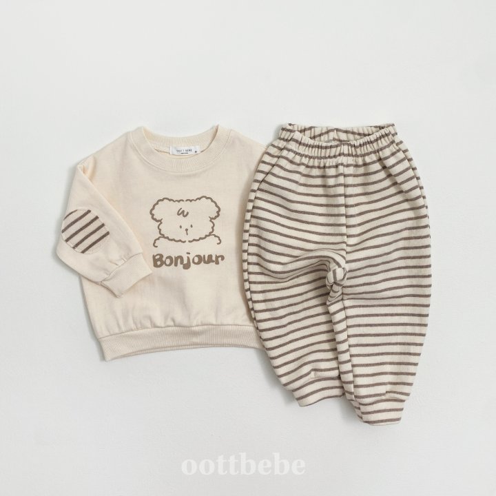 Oott Bebe - Korean Baby Fashion - #onlinebabyshop - Bonjour Puppy Top Bottom Set - 6