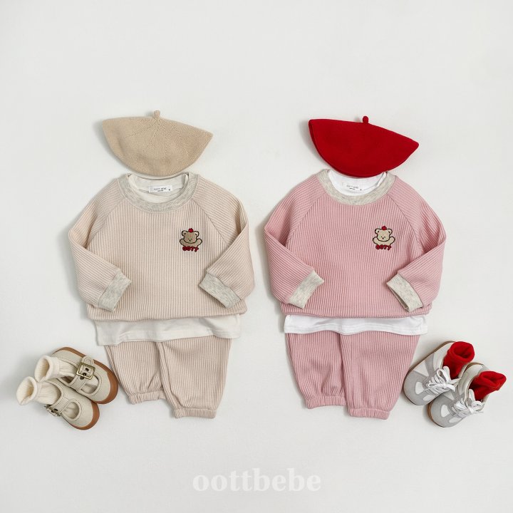Oott Bebe - Korean Baby Fashion - #onlinebabyshop - Apple Otty Top Bottom Set