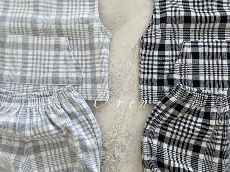 Oren - Korean Baby Fashion - #babyboutique - Tartan Check Vest Bloomer Set - 11