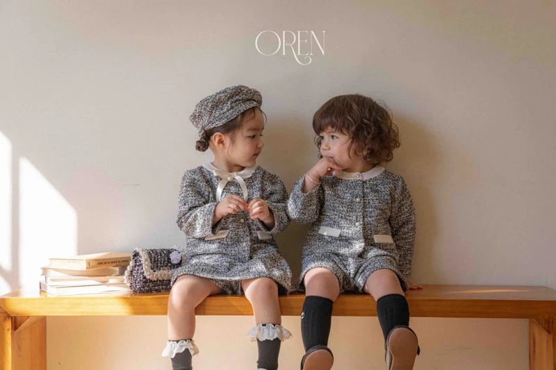 Oren - Korean Baby Fashion - #babyboutiqueclothing - Coco Tweed Basic Pants Top Bottom Set - 7