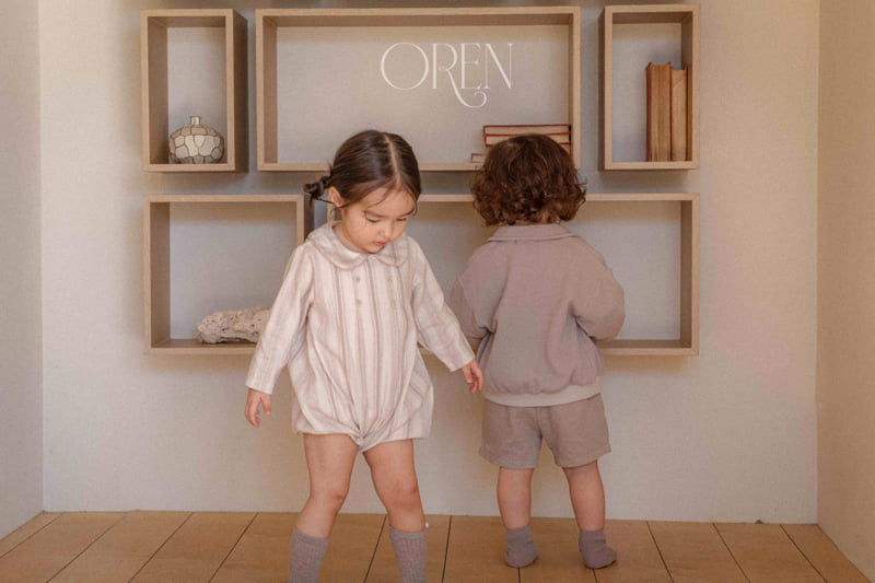 Oren - Korean Baby Fashion - #babyclothing - Bebe Benjamin Collar Top Bottom Set - 3