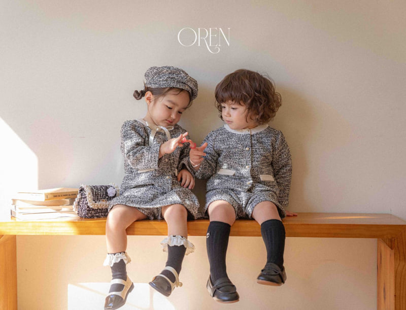 Oren - Korean Baby Fashion - #babyclothing - Coco Tweed Basic Pants Top Bottom Set - 8