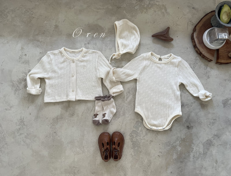 Oren - Korean Baby Fashion - #babyclothing - Aroha Jacquard Set (babe suit+bonnet) - 2