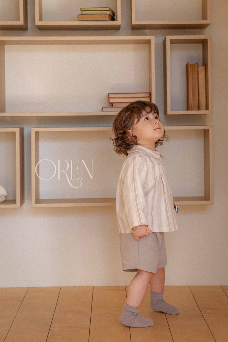 Oren - Korean Baby Fashion - #babyfever - Bebe Benjamin Collar Top Bottom Set - 5