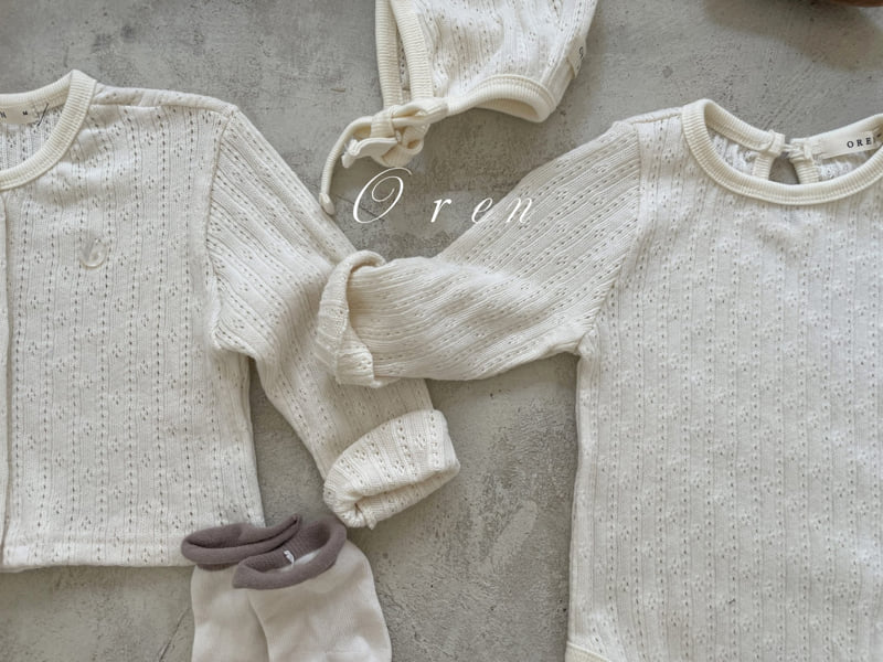 Oren - Korean Baby Fashion - #babyfashion - Aroha Jacquard Set (babe suit+bonnet) - 4