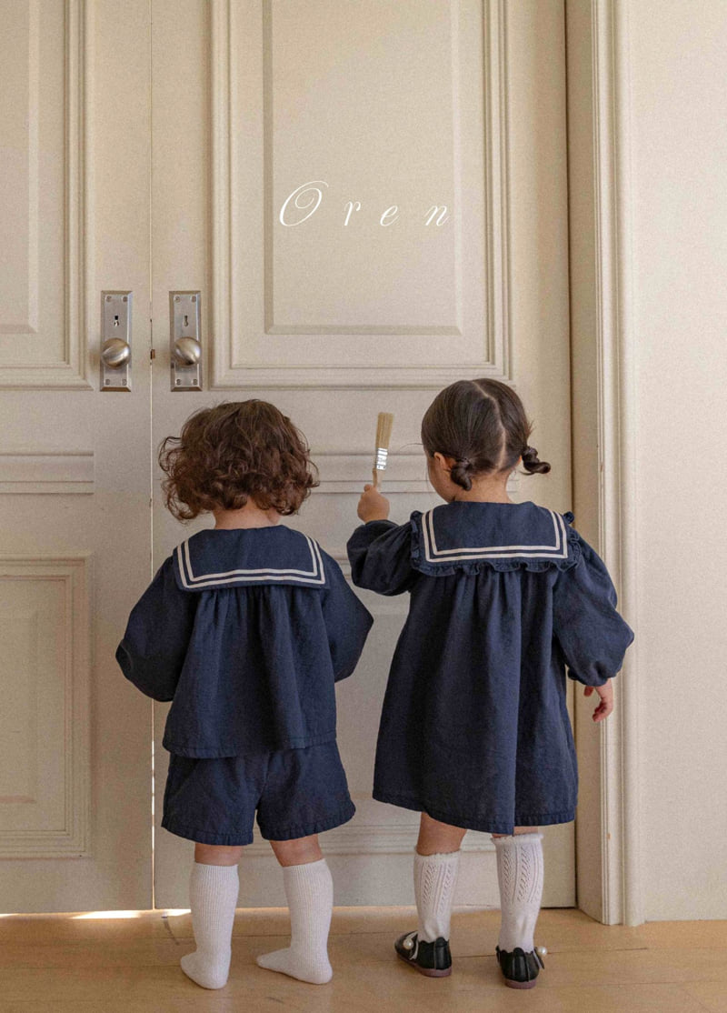 Oren - Korean Baby Fashion - #babygirlfashion - Mathieu Marine Top Bottom Set - 2