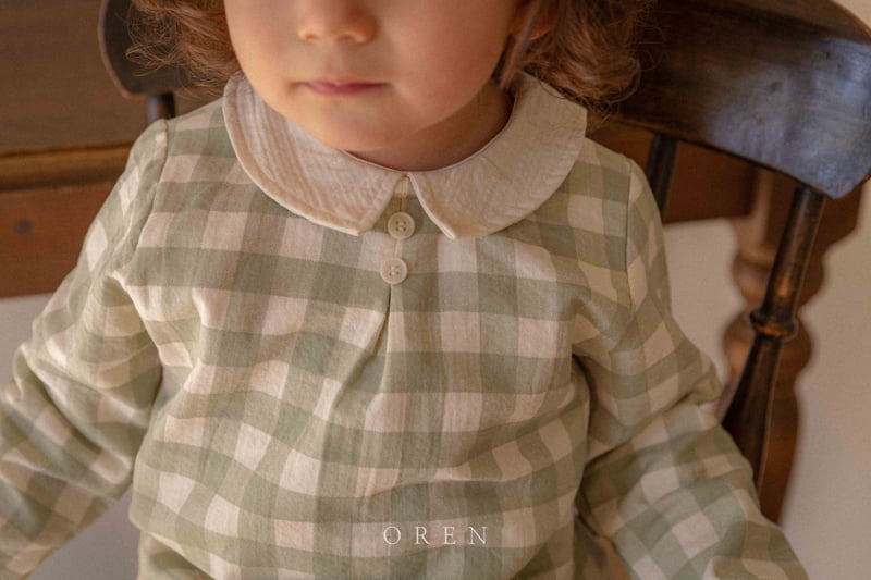 Oren - Korean Baby Fashion - #babyfever - Kayden Natural Check Top Bottom Set - 4