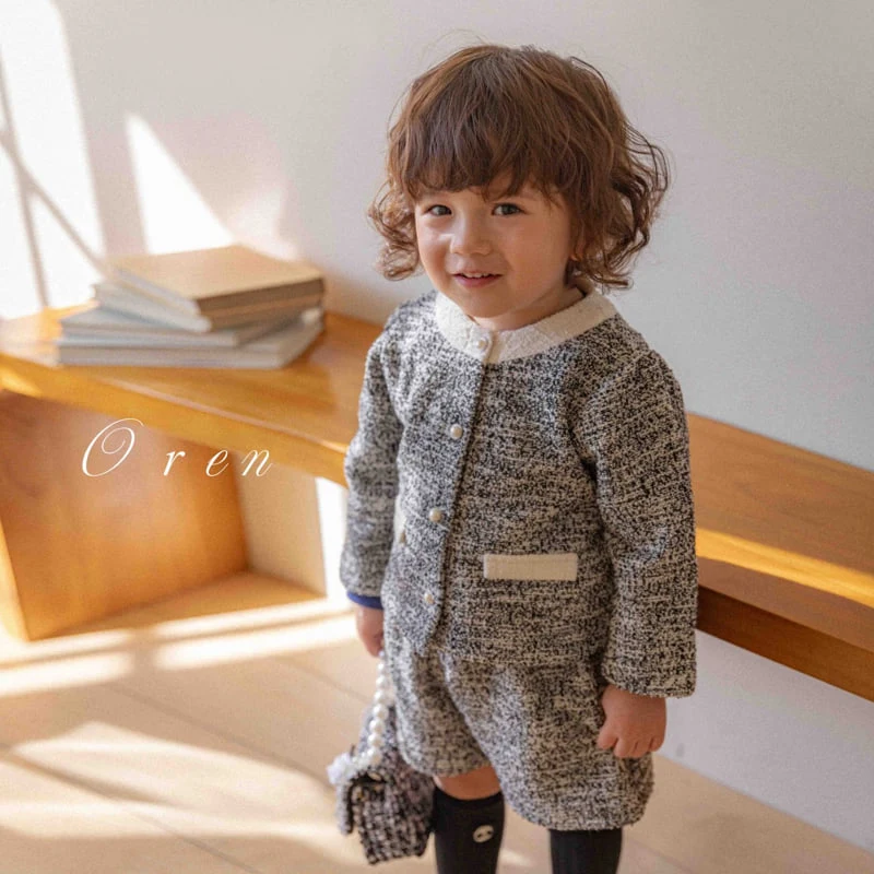 Oren - Korean Baby Fashion - #babygirlfashion - Coco Tweed Basic Pants Top Bottom Set - 11