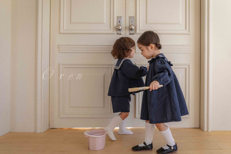 Oren - Korean Baby Fashion - #babylifestyle - Mathieu Marine Top Bottom Set - 3