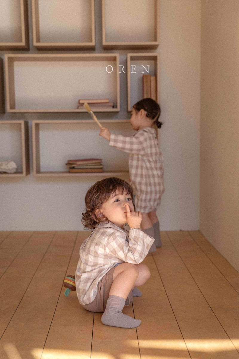 Oren - Korean Baby Fashion - #babyoninstagram - Bebe Benjamin Collar Top Bottom Set - 8