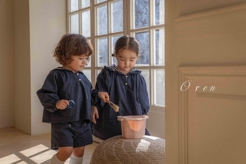 Oren - Korean Baby Fashion - #babyootd - Mathieu Marine Top Bottom Set - 5