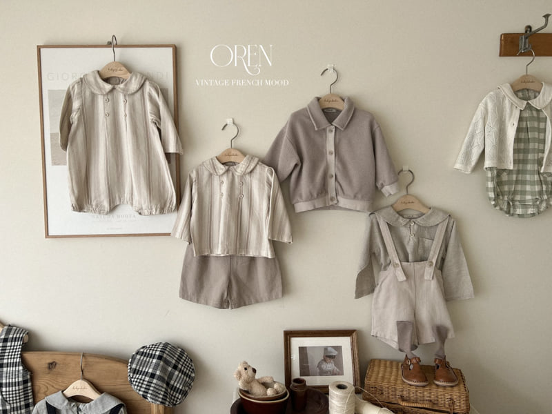 Oren - Korean Baby Fashion - #babyootd - Embossed Collar Cardigan - 11