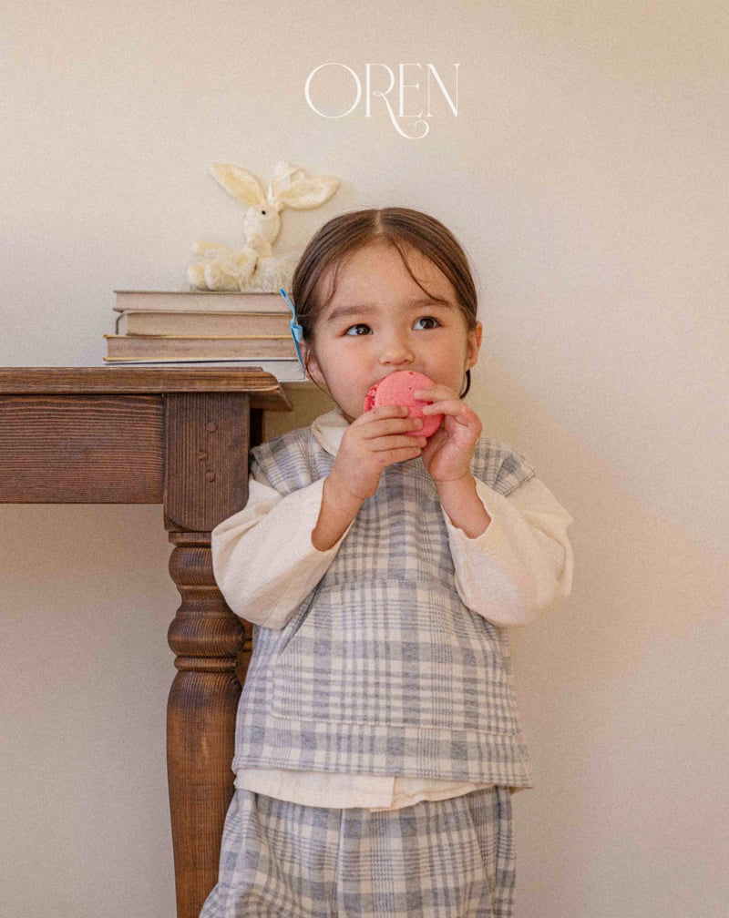 Oren - Korean Baby Fashion - #babyoninstagram - Tartan Check Vest Bloomer Set - 4